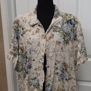 Koret City Blues  Women's Size 26 floral Shirt With Shoulder pads